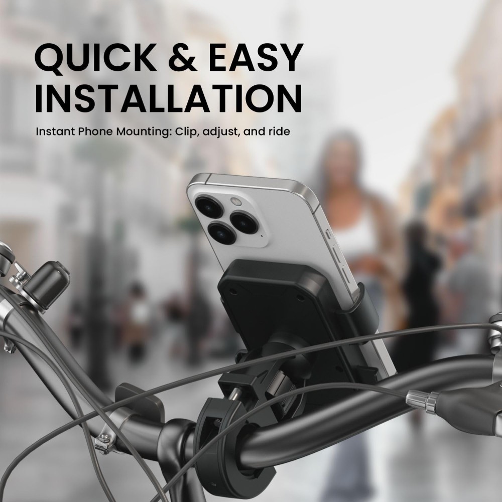 Portronics Mobike 4 Bike Phone Mount with 360° Rotation, Strong Grip Mobile Holder for Bicycle & Motorcycle, Fits 4.7 to 6.8 Inch Smartphones - (Black)