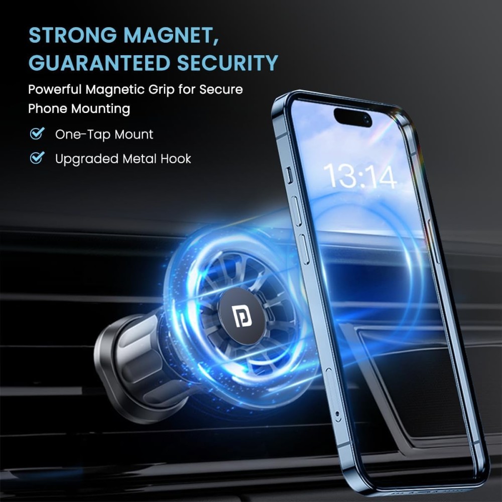 Portronics Mogun 2 Magnetic Universal Mobile Holder for Car, 360° Rotation, Powerful Magnet, Navigation-Friendly Dashboard Phone Mount, Compatible with All Smartphones - (Black)