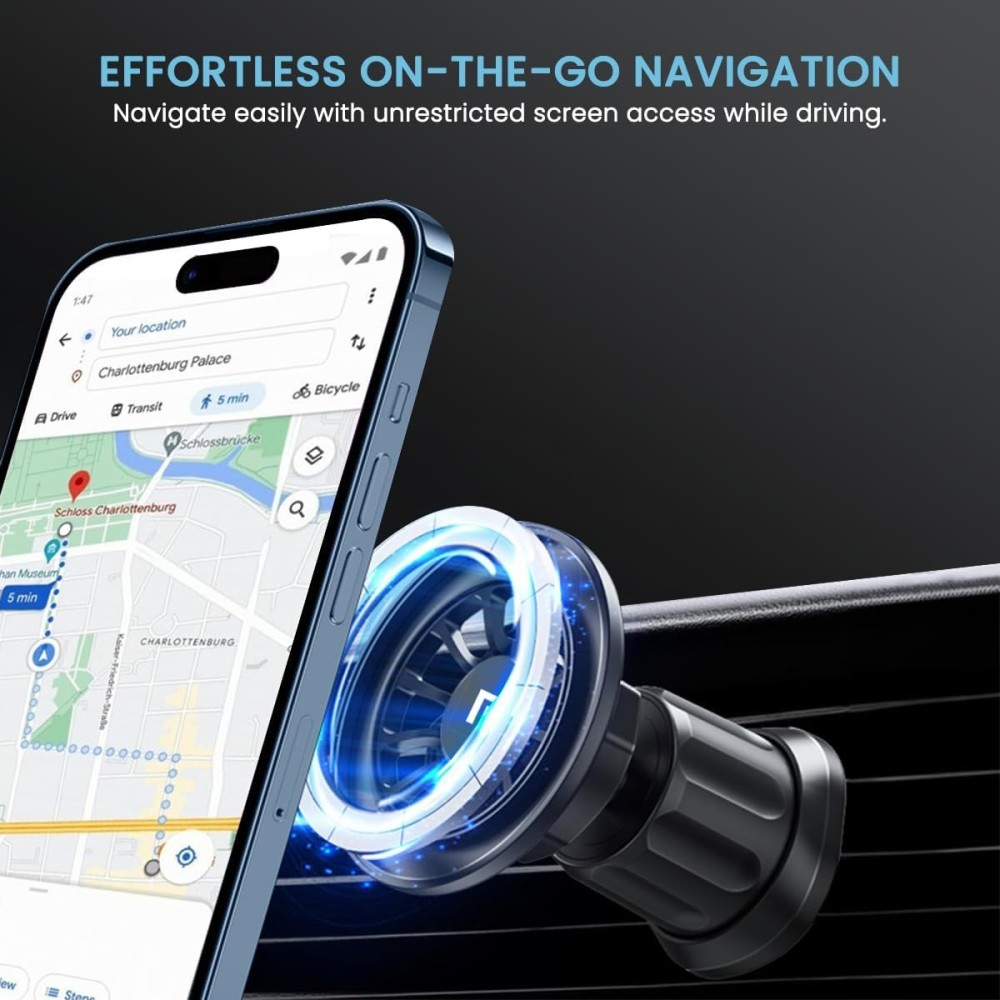 Portronics Mogun 2 Magnetic Universal Mobile Holder for Car, 360° Rotation, Powerful Magnet, Navigation-Friendly Dashboard Phone Mount, Compatible with All Smartphones - (Black)