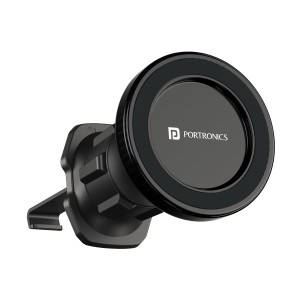 Portronics Mogun 4 Magnetic Car Phone Holder Stand with Strong Magnetic Grip, 360° Rotation, AC Vent Mount, Shockproof Mobile Car Mount for Smartphones - (Black)