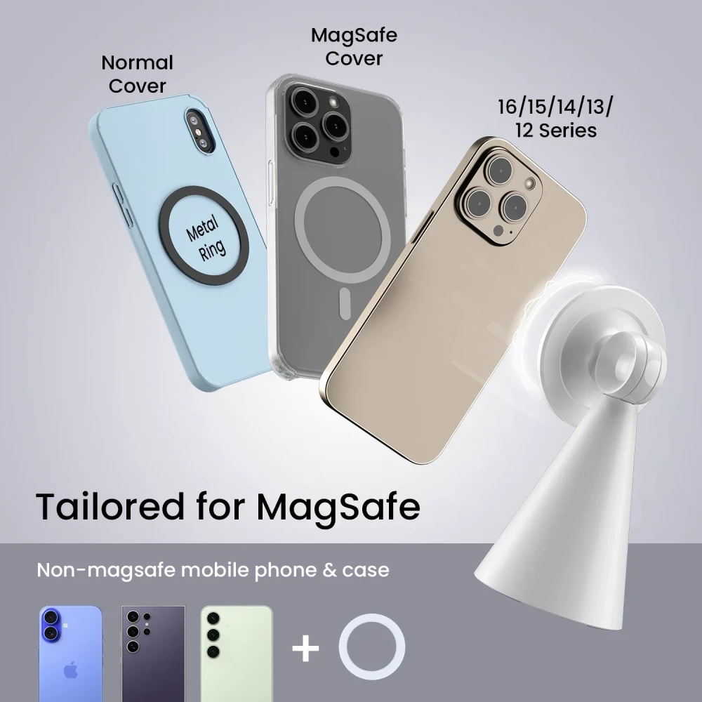 Portronics Mogun 5 MagSafe Magnetic Phone Holder Stand with 360° Rotation & 180° Pivot, Universal Desk Mobile Holder, Strong Magnetic Grip, Sturdy Build - (White)