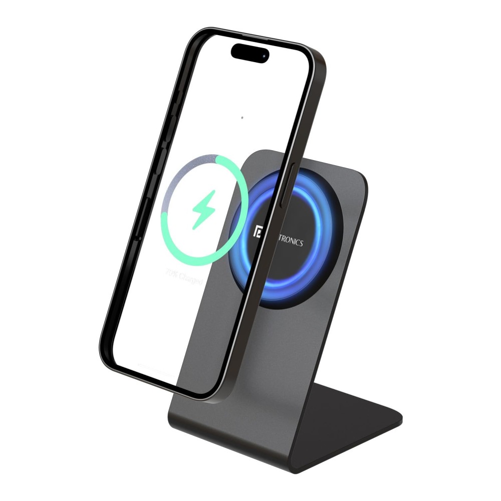 Portronics Flux 2 15W Qi2 Certified Fast Wireless Charger with MagSafe Compatibility for iPhone 16/15/14/13/12 Series - (Black)