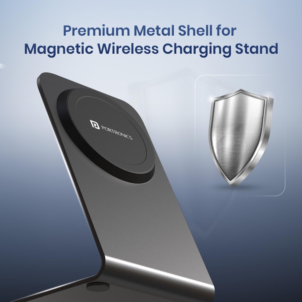 Portronics Flux 2 15W Qi2 Certified Fast Wireless Charger with MagSafe Compatibility for iPhone 16/15/14/13/12 Series - (Black)