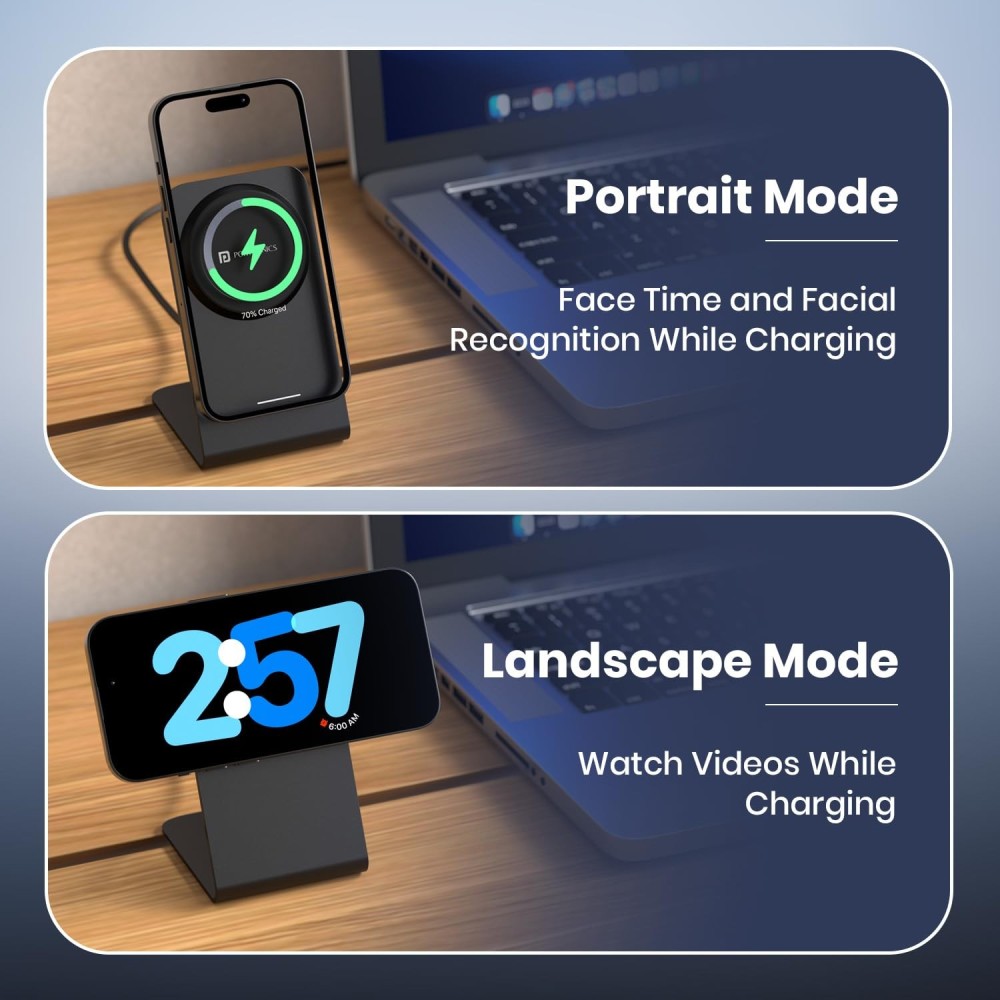 Portronics Flux 2 15W Qi2 Certified Fast Wireless Charger with MagSafe Compatibility for iPhone 16/15/14/13/12 Series - (Black)