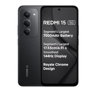 Redmi 15 5G | Segment's Largest 7000mAhA Battery | Segment's Largest Display 17.53cm(6.9) Up to 144Hz | Snapdragon 6s Gen 3 | 18W Reverse Charging | 50MP AI Dual Camera