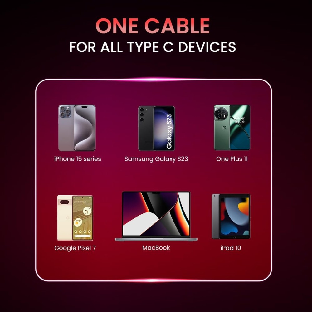 Portronics Silklink 60W PD Type-C to Type-C Fast Charging Cable (1 Meter, Red)