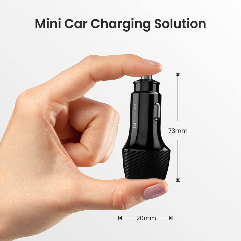 Portronics Car Power 16 51W Fast Car Charger with 33W USB-C PD & 18W USB Dual Output for iPhone, Android Smartphones & Tablets – (Black)