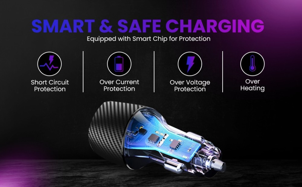 Portronics Car Power 17 20W Fast Car Charger Adapter with Dual USB Output, Fast Charging for iPhone, Android Smartphones, Tablets & More - (Black)