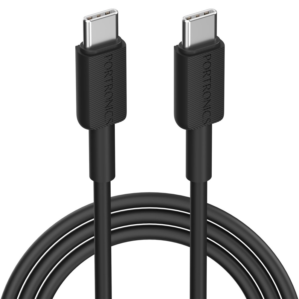 Portronics Konnect Link C Square 60W Type C to Type C Fast Charging Cable 1M Black