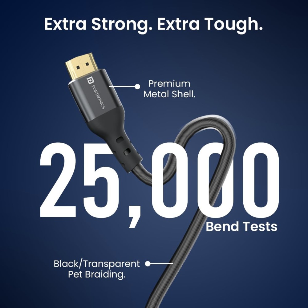 Portronics Konnect Stream 4K@60Hz HDMI to HDMI Cable (5 Meter)