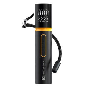 Portronics Vayu 5.0 Rechargeable Tyre Inflator with Digital Display, Fast Inflation, Preset Modes, Auto Shut-Off & LED Flashlight Air Compressor for Car, Bike & Bicycle - (Black)